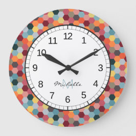 Reloj de pared del patrón de hexágono geométrico m