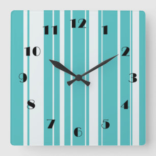 Reloj de pared del patrón de las franjas turquesa