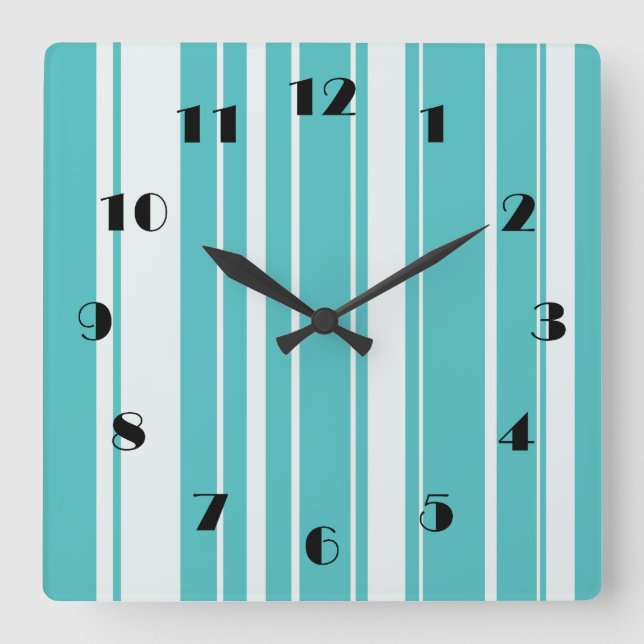 Reloj de pared del patrón de las franjas turquesas (Anverso)