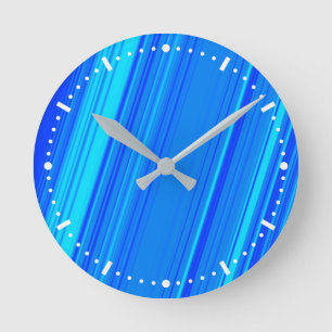 Reloj de pared del patrón de líneas azul y cian
