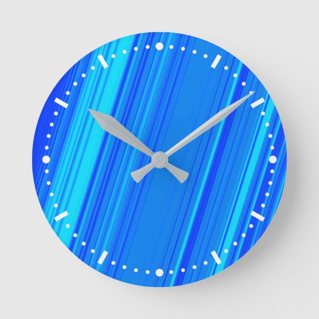 Reloj de pared del patrón de líneas azul y cian (Anverso)