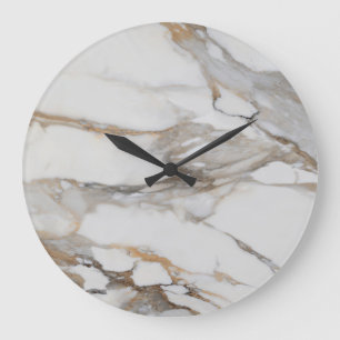 Reloj de pared del patrón de mármol blanco