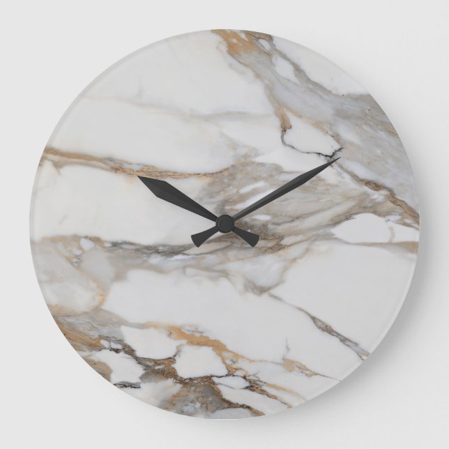 Reloj de pared del patrón de mármol blanco (Anverso)