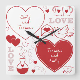 Reloj de pared del patrón de San Valentín - rojo s