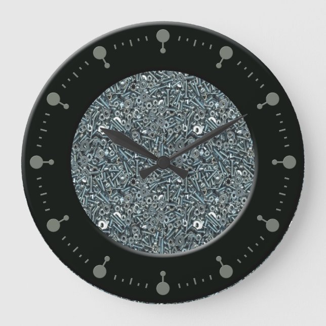 Reloj de pared del patrón de tuercas y tornillos (Anverso)