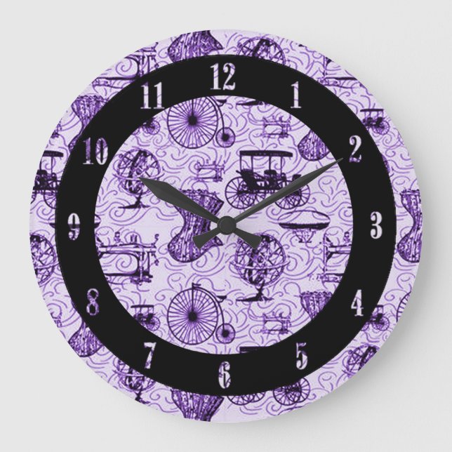 Reloj de pared del patrón de vapor morado (Anverso)