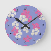 Reloj de pared del patrón púrpura floral