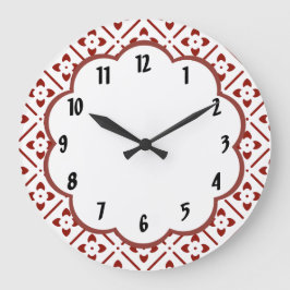 Reloj de pared del patrón retro de floral blanco m