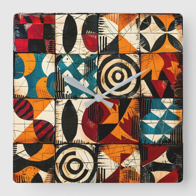 Reloj de pared del patrón tribal africano (Anverso)