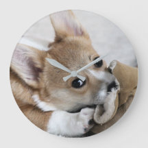 Reloj de pared del perrito del Corgi
