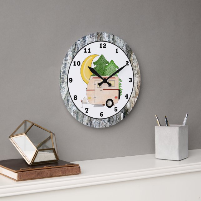 Reloj de pared del personalizado Camping Camper (Oficina)