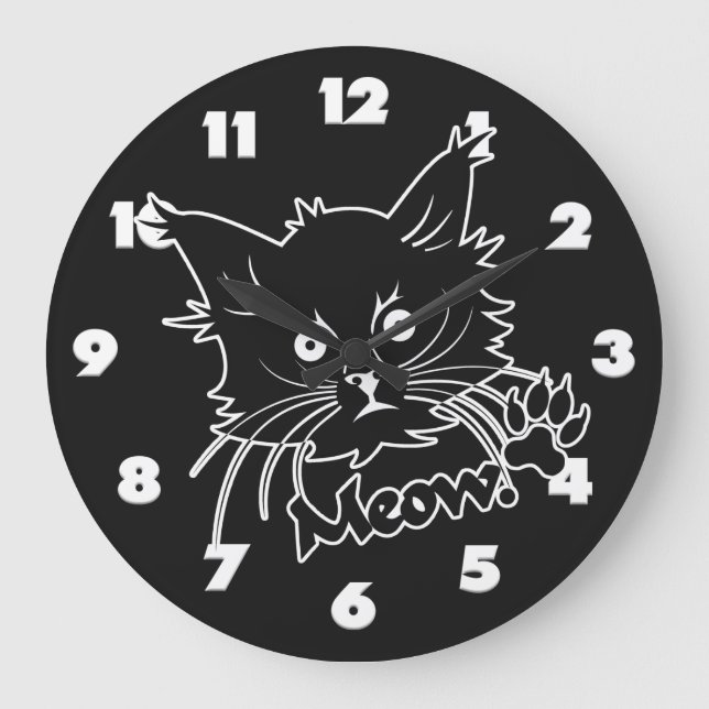 Reloj de pared del personalizado del gato negro (Anverso)