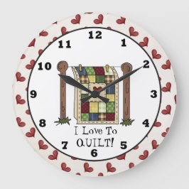Reloj de pared del personalizado Love Quilting