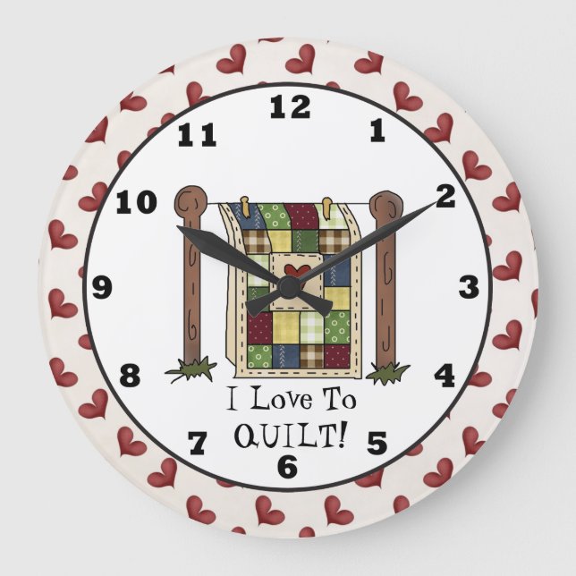 Reloj de pared del personalizado Love Quilting (Anverso)