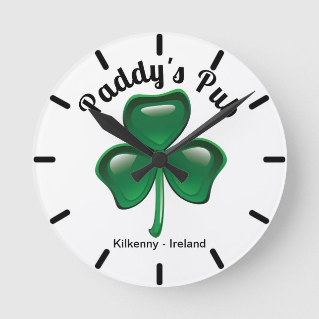 Reloj de pared del pub Shamrock personalizado (Anverso)