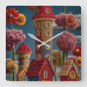 Reloj de pared del pueblo floral fantástico capric