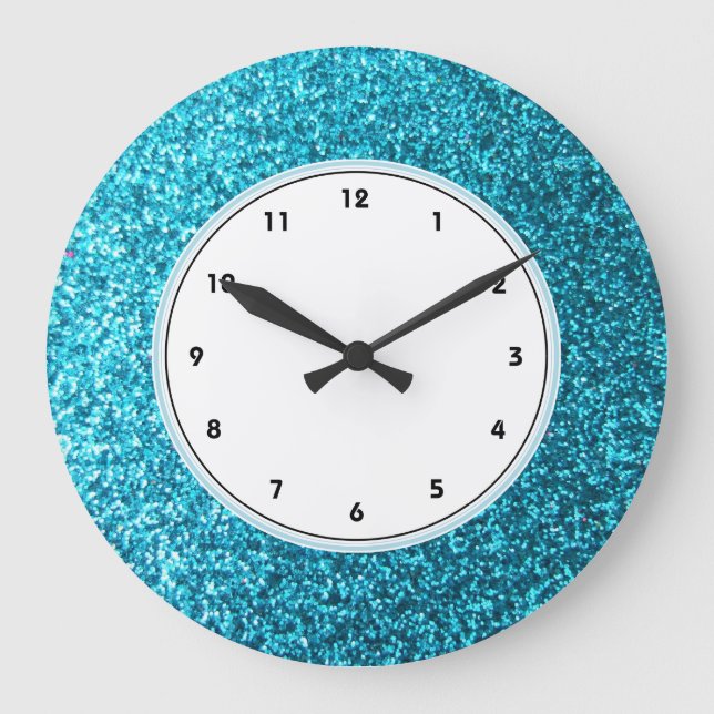 Reloj de pared del Purpurina azul Faux (Anverso)