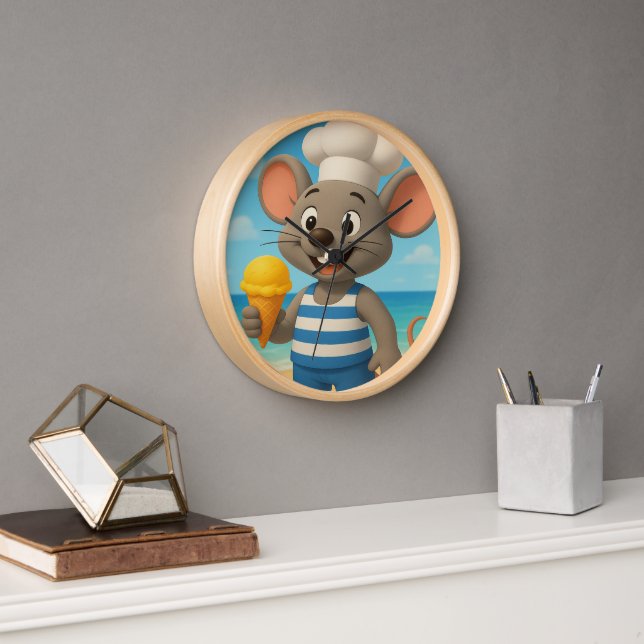 Reloj de pared del ratón de playa de verano | Cuto (Oficina)