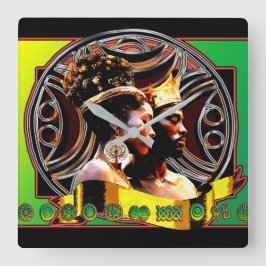 Reloj de pared del rey y la reina africanos