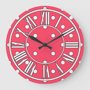 Reloj de pared del rojo cereza con los puntos