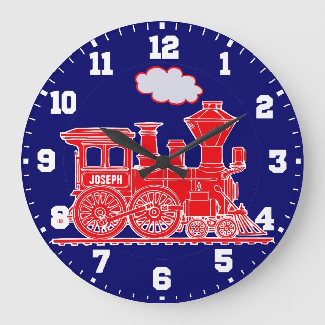 Reloj de pared del rojo y de los azules marinos (Anverso)