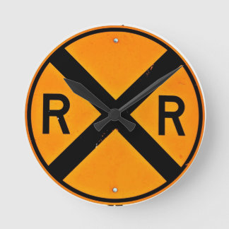Reloj de pared del Rótulo de cruce de ferrocarril