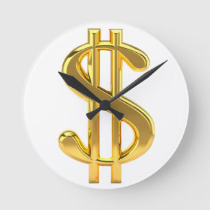 Reloj de pared del Rótulo de dólar del oro