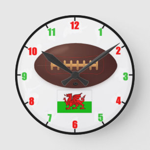 Reloj de pared del rugbi Galés