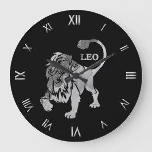 Reloj de pared del símbolo Zodiac de plata de Leo