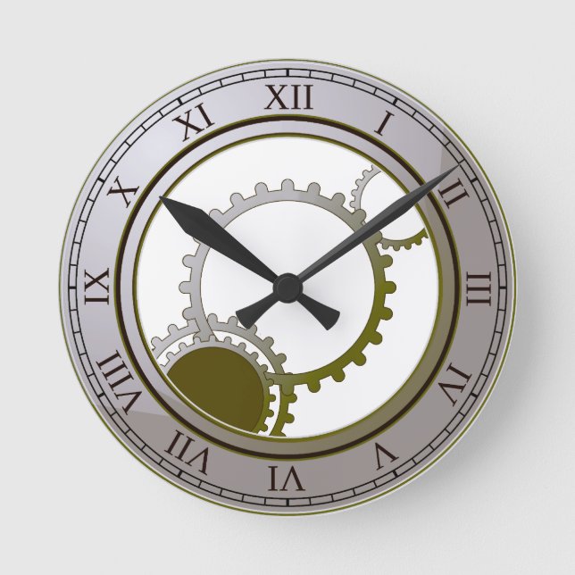 Reloj de pared del steampunk del oro (Anverso)