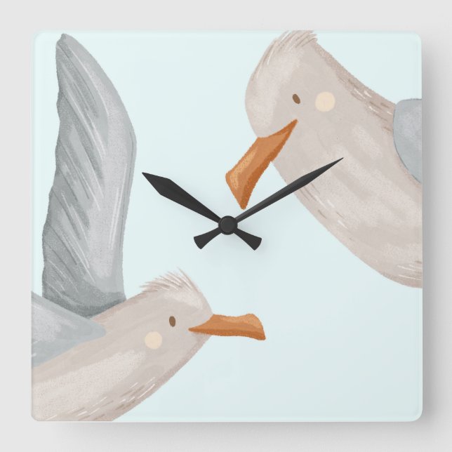 Reloj de pared del tema costero de la gaviota (Anverso)