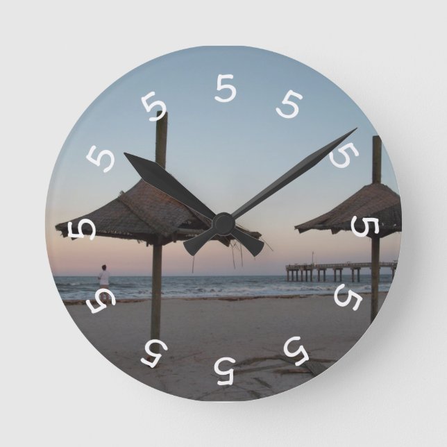 reloj de pared del tema de la playa de las 5 (Anverso)