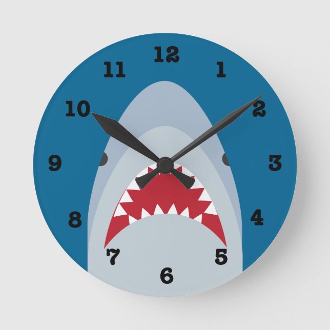 Reloj de pared del tiburón (con números) (Anverso)