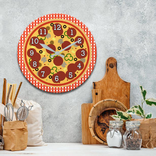 Reloj de pared del tiempo de la pizza divertida
