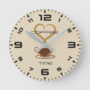 Reloj de pared del tiempo del café redondo (medio
