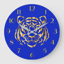 Reloj de pared del tigre de cara dorada