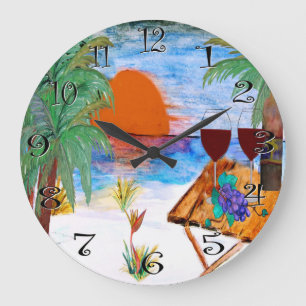 Reloj de pared del vino de la puesta del sol