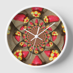 Reloj De Pared Delicia Roja Colorida: Arte de Calidoscopio de Fre