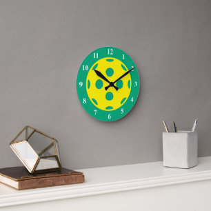 Reloj de pared deportivo de pickleball verde amari