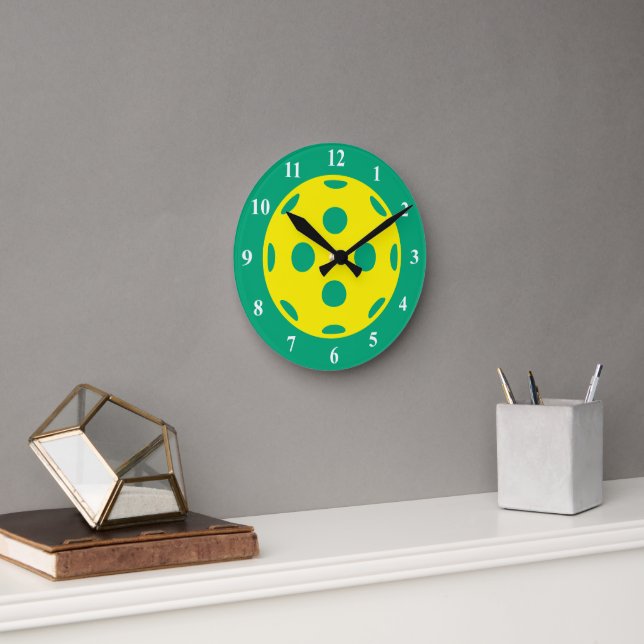 Reloj de pared deportivo de pickleball verde amari (Oficina)