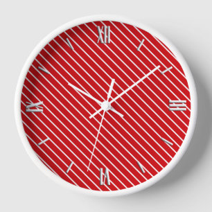 Reloj De Pared Diagonal pinstripes - deep red and white