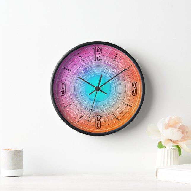 Reloj de pared diseñado en rosa cereza artístico f (Hogar)