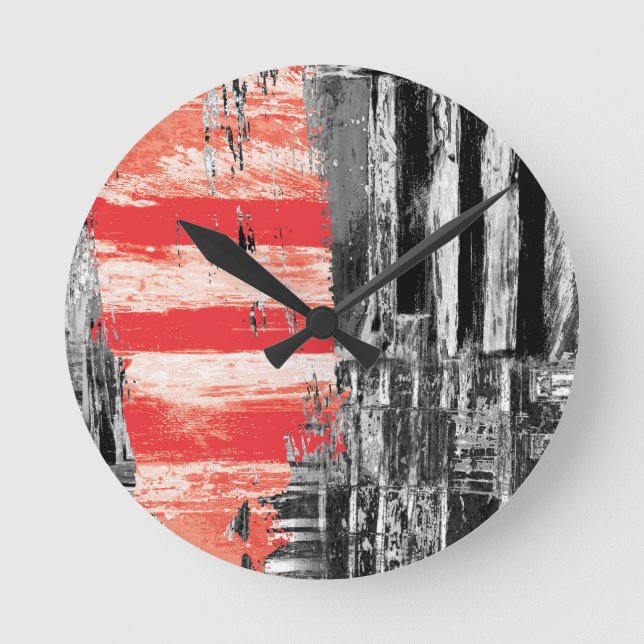 Reloj de pared – Diseño abstracto de pulso rojo (Anverso)