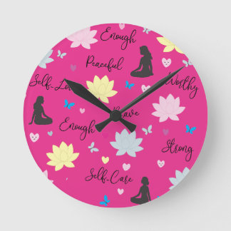 Reloj de pared | Diseño boho de loto rosa (mano ne