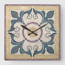 Reloj de pared - Diseño de baldosas cuadradas