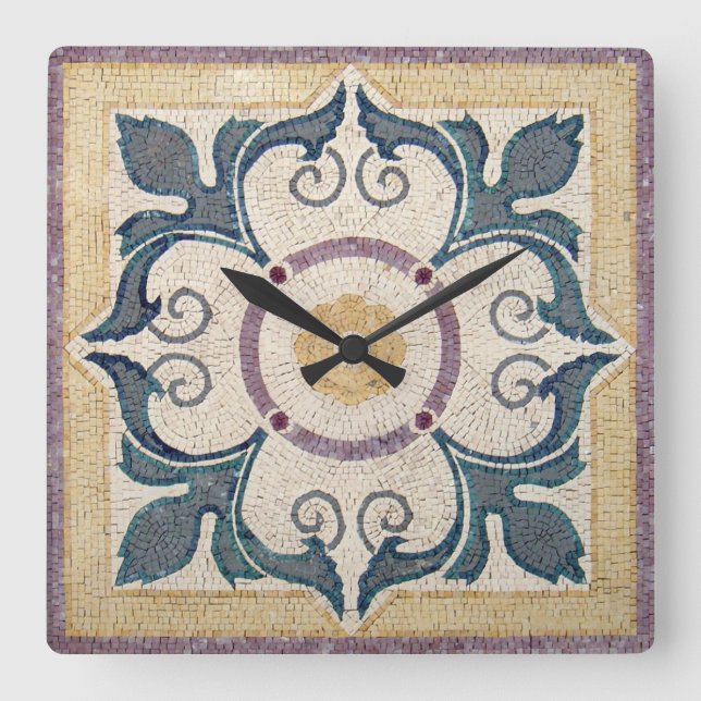 Reloj de pared - Diseño de baldosas cuadradas (Anverso)