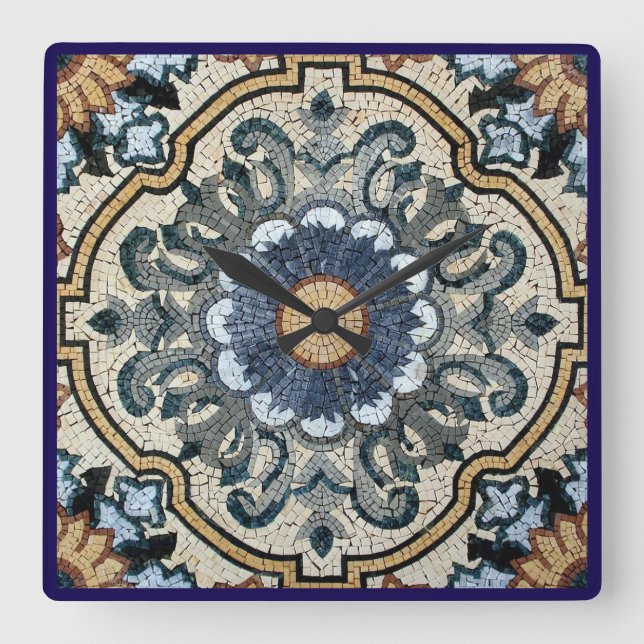 Reloj de pared - Diseño de baldosas cuadradas (Anverso)