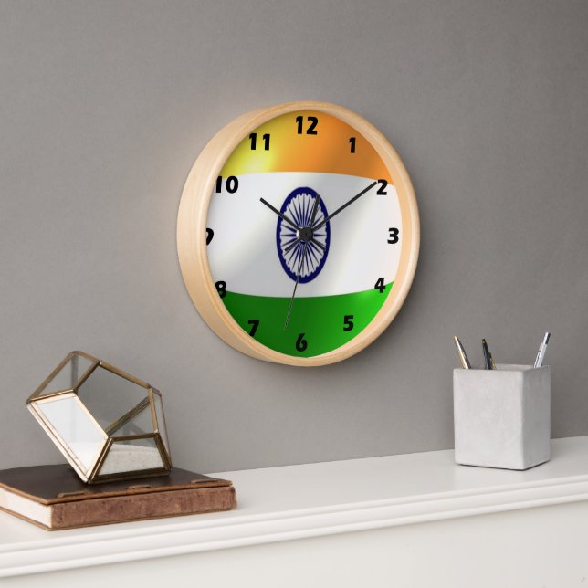 Reloj De Pared Diseño de bandera india (Oficina)