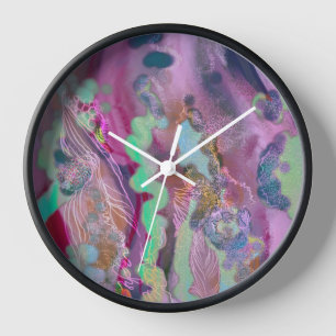 Reloj de pared Diseño digital abstracto rosa