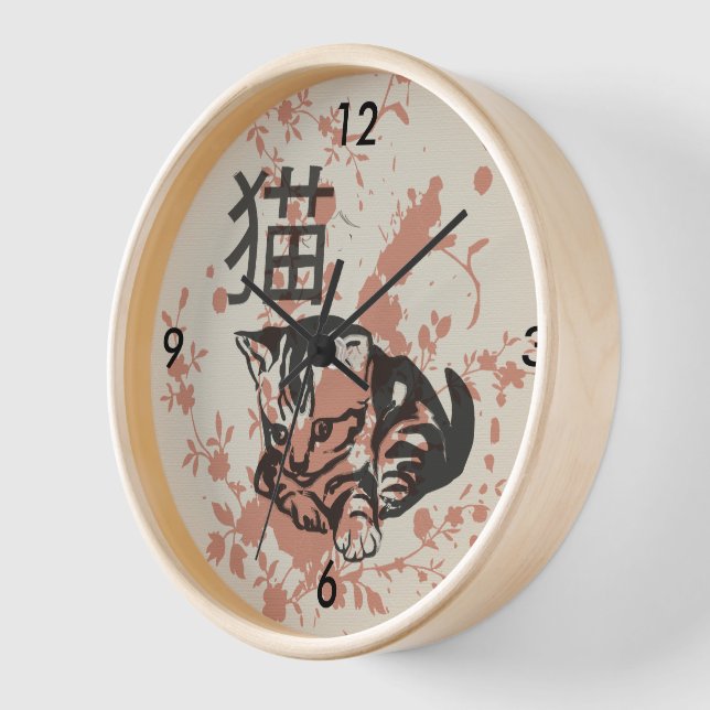Reloj De Pared Diseño oriental lindo del gato del neko del estilo (Ángulo)
